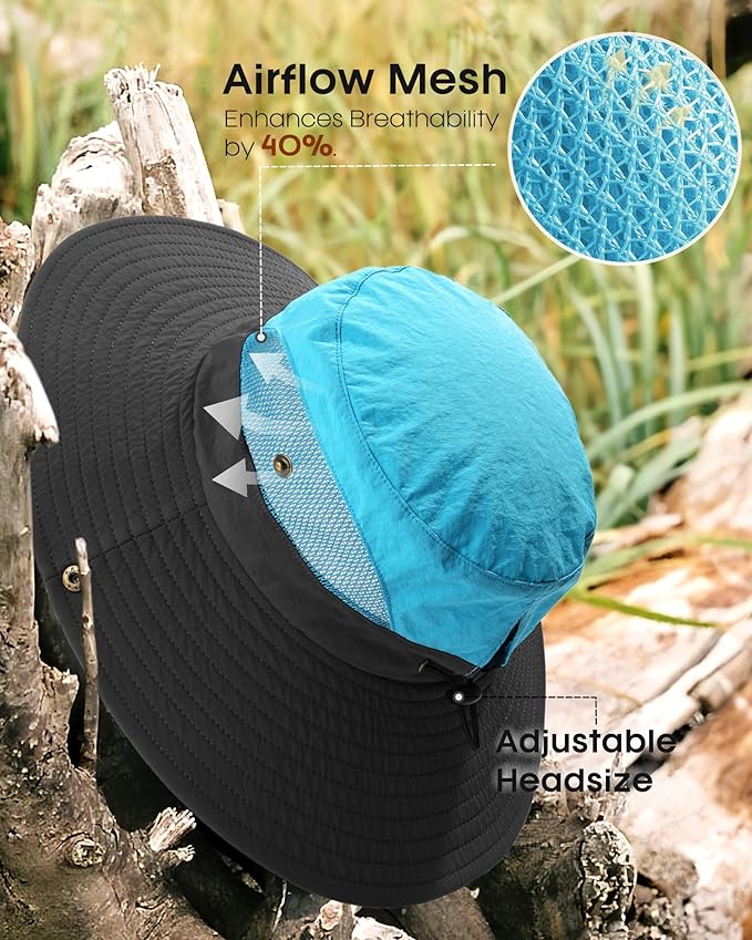 FURTALK Womens Sun Hat with Ponytail Hole Beach Hiking Summer Wide Brim UPF 80+ Outdoor Protection Foldable Bucket Hat