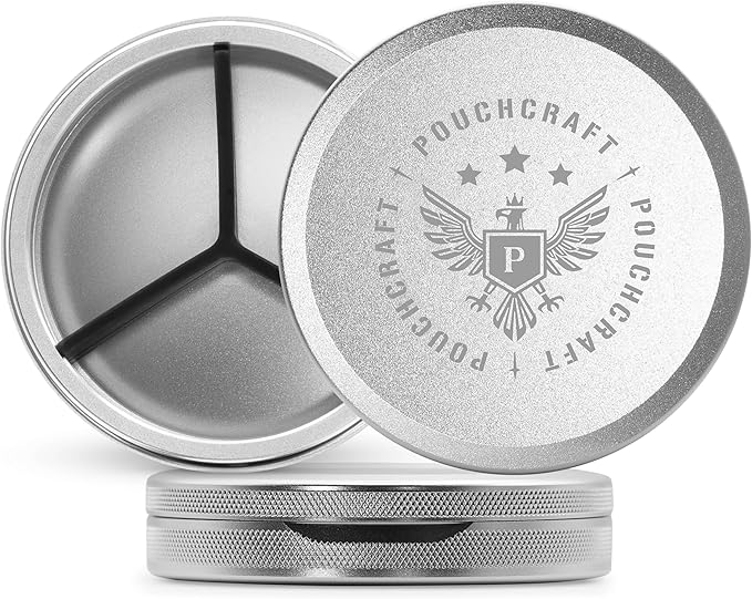Metal Pouch Can | Metal Container | Slim EDC Pocket Tin | Airtight & Moisture-Resistant | Compact Daily Organizer | Pill Case & Travel Tin | Fatherโs Day Gift for Dad | (Insignia Ed, Silver, Tall)
