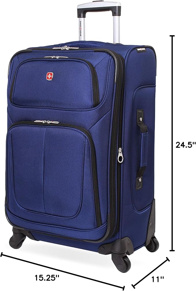 SwissGear Sion Softside Expandable Luggage, Blue, Checked-Medium 25-Inch