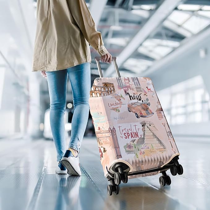 Travel Luggage Cover Suitcase Protector Fits 18-32 Inch Wheel Covers PatternedTravel Related Items Flower Luggage Protector Elastic L