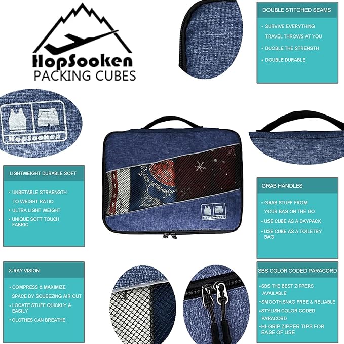 5 Set Packing Cubes for Travel Large Suitcase Luggage Organizer Bags Travel Accessories Vacation 4 Cubes 1 Laundry Pouch Bag