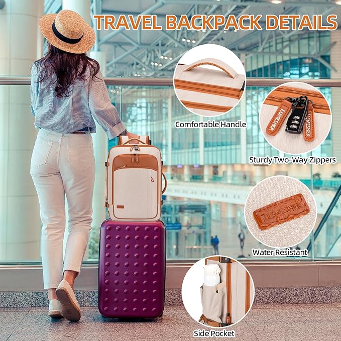 Travel Laptop Backpack,42L Carry on Luggage, Flight Approved Expandable Backpack,Business Anti Theft Weekender Bags for Women Men, Water Resistant Expandable Backpacks With 4 Packing Cubes