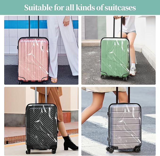 Clear PVC Luggage Cover, Waterproof Dustproof Anti-Scratch Suitcase Protector, Fits Wheeled Suitcases 18" 22" 24" 26" 28" 30" - Thicken Baggage Cover Case(18")
