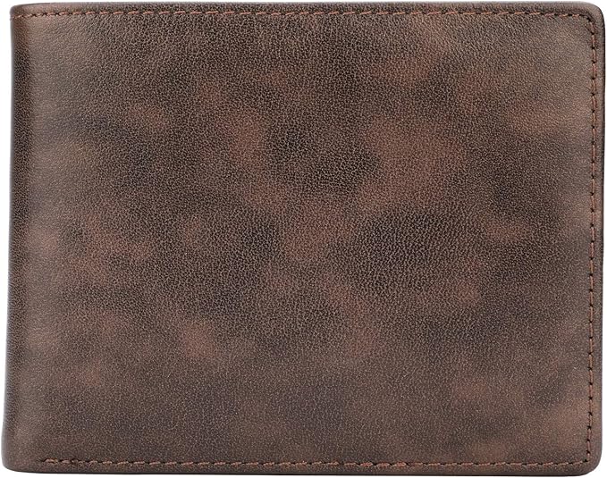 Wallet for Men-Genuine Leather RFID Blocking Bifold Stylish Wallet With 2 ID Window