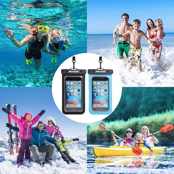 Hiearcool Universal Waterproof Case, Waterproof Phone Pouch Compatible for iPhone 16 15 14 13 Pro Max XS Plus Samsung Galaxy S22 Cellphone Up to 8.3", IPX8 Cellphone Beach Bag for Travel - 2 Pack