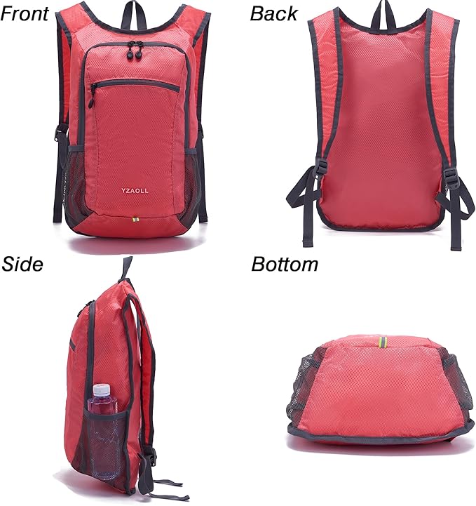 YZAOLL Small Hiking Backpack 15L Lightweight Packable Outdoor Hiking Daypacks for Women Men Travel Camping,Red