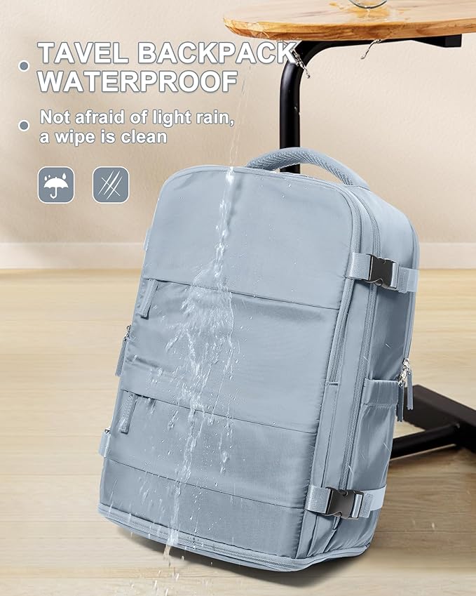 coowoz Travel Backpack Carry On for Women Man Gym Backpack with Laptop Compartment Mochila de Viaje Teacher Personal Item Backpacks Rucksack Airplane Accessories Must Haves Grey Blue Small