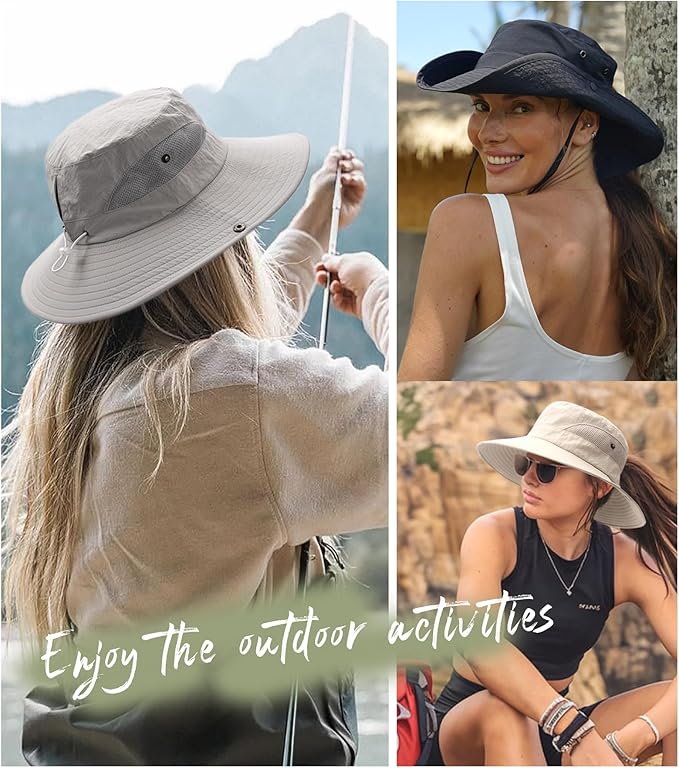 FURTALK Womens Sun Hat with Ponytail Hole Beach Hiking Summer Wide Brim UPF 80+ Outdoor Protection Foldable Bucket Hat
