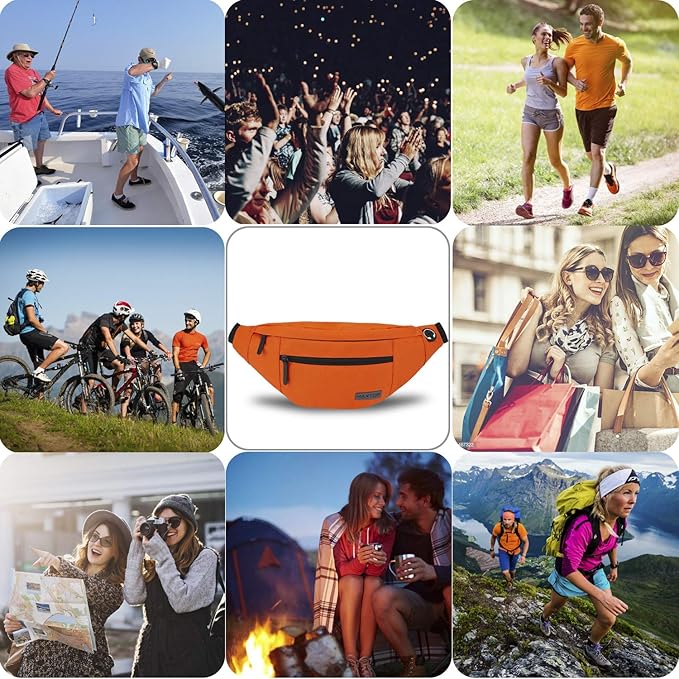 MAXTOP Large Crossbody Fanny Pack with 4-Zipper Pockets,Gifts for Enjoy Sports Festival Workout Traveling Running Casual Hands-Free Wallets Waist Pack Phone Bag Carrying All Phones
