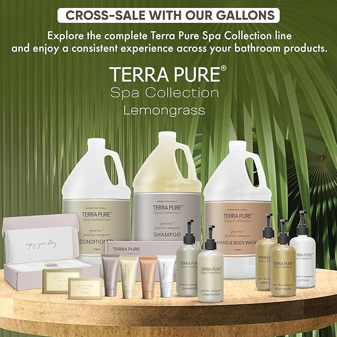 Terra Pure Spa Collection 1 Liter Shampoo Refill Bag For Soap Dispensers | Bulk Toiletries for Vacation Rentals, and Home Bathroom Showers | Green Tea Lemongrass | Single