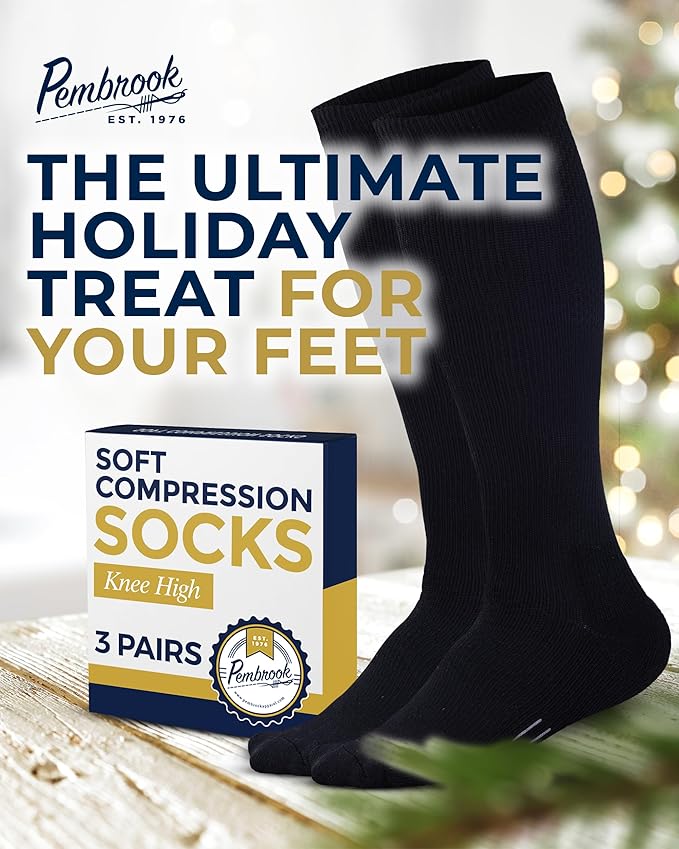 Pembrook Light Compression Socks for Men - 3 Pairs | 8-15 mmhg Compression Dress Socks for Men | Support Socks for Men