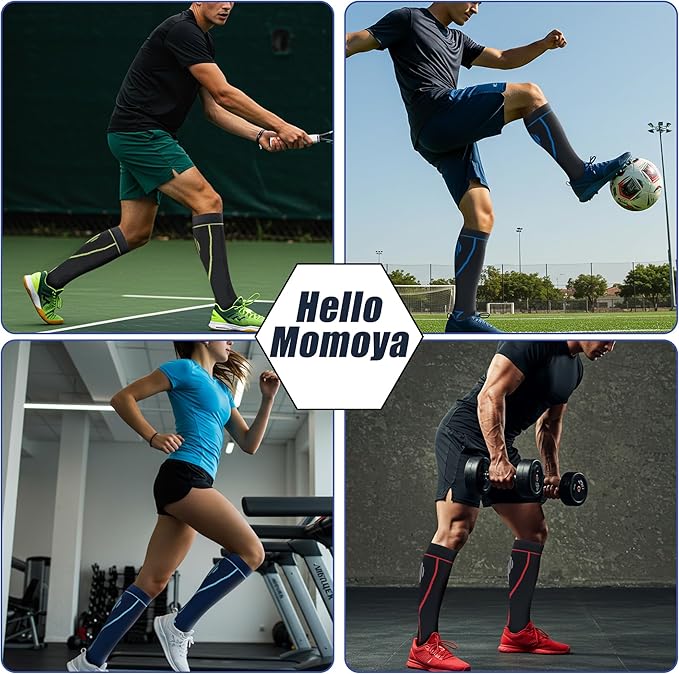 Compression Socks for Women Men Circulation Knee High 8 Pairs for Nurses, Running, Travel, Athletic