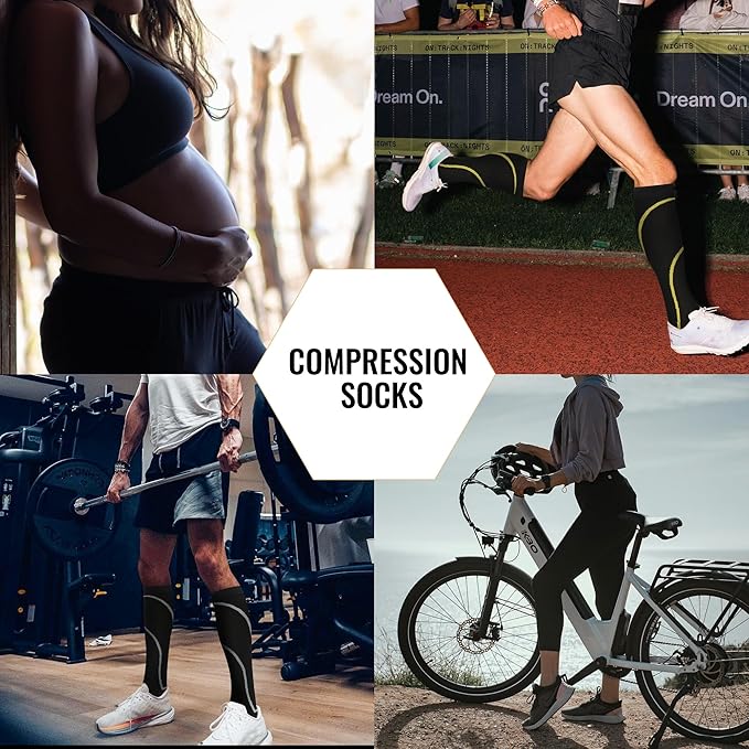 Compression Socks for Women Men Circulation Knee High 8 Pairs for Nurses, Running, Travel, Athletic