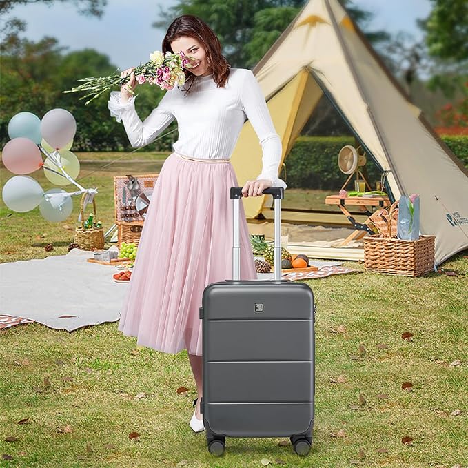 Hanke Luggage Sets 2 Piece with Spinner Wheels, 20/28 Inch Hard Shell Suitcases Set TSA Approved Luggage Travel Rolling Large Luggage(Graphite Grey)