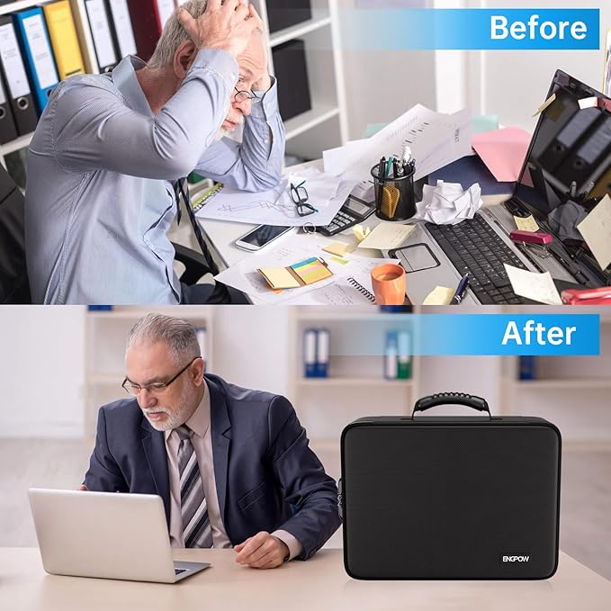 ENGPOW Fireproof Document Box with Lock,5200℉ Soft Case Fireproof Box with 25 Pocket Accordion File Folder,Multi-Layer Fireproof Water Resistant File Organizer Storage for Important Documents,Laptop