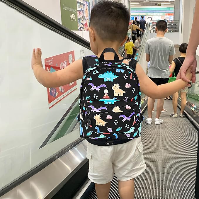 Accmor Toddler Backpack with Leash, Cute Dinosaur Kids Backpack + Anti Lost Wrist Link, Mini Child Backpack Leash Baby Walking Harness for Outdoor Travel, Adorable Backpack Tether for Boys Age 1-3