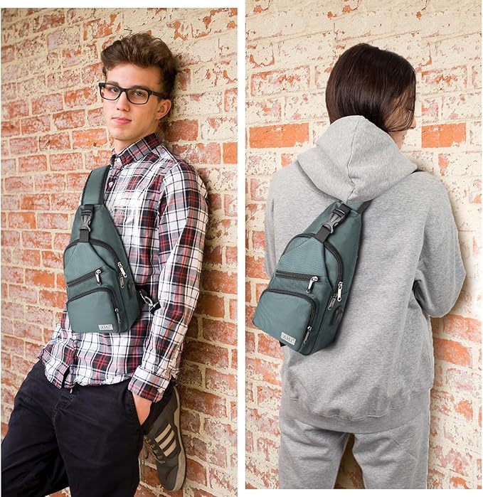 AMJ Crossbody Sling Bag Men Women, Casual Shoulder Backpack, Chest Daypack Satchel for Hiking Travel