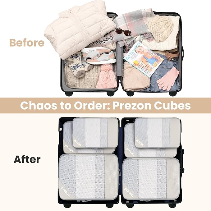 8 Set/6 Set/4 Set Compression Packing Cubes for Travel, Lightweight Vacation Travel Essentials, Travel Accessories for Suitcase Organizer Bags Set, Durable Luggage Organizer