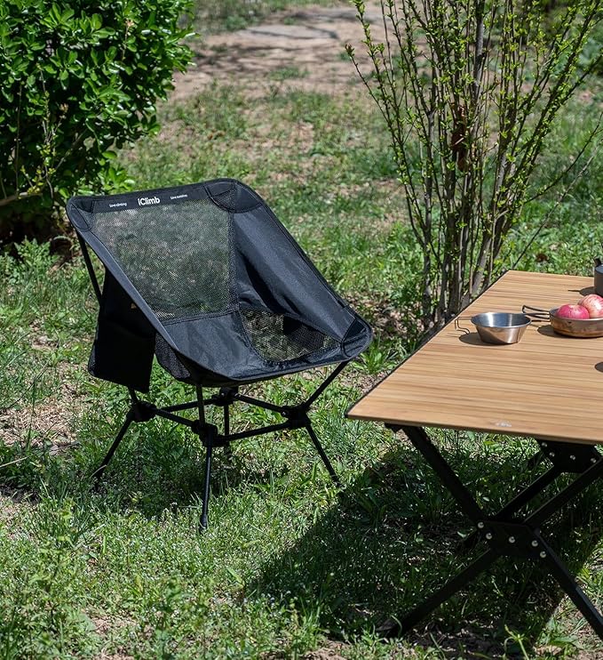 iClimb Ultralight Compact Camping Folding Beach Chair with Anti-Sinking Large Feet