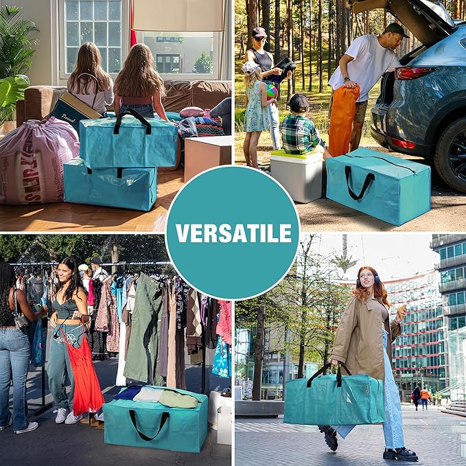 WORKPRO 6 Pack Extra Large Moving Bags with Zippers & Carrying Handles Backpack Straps, Heavy-Duty Storage Tote for Space Saving & Storage, Alternative to Moving Box (Blue)
