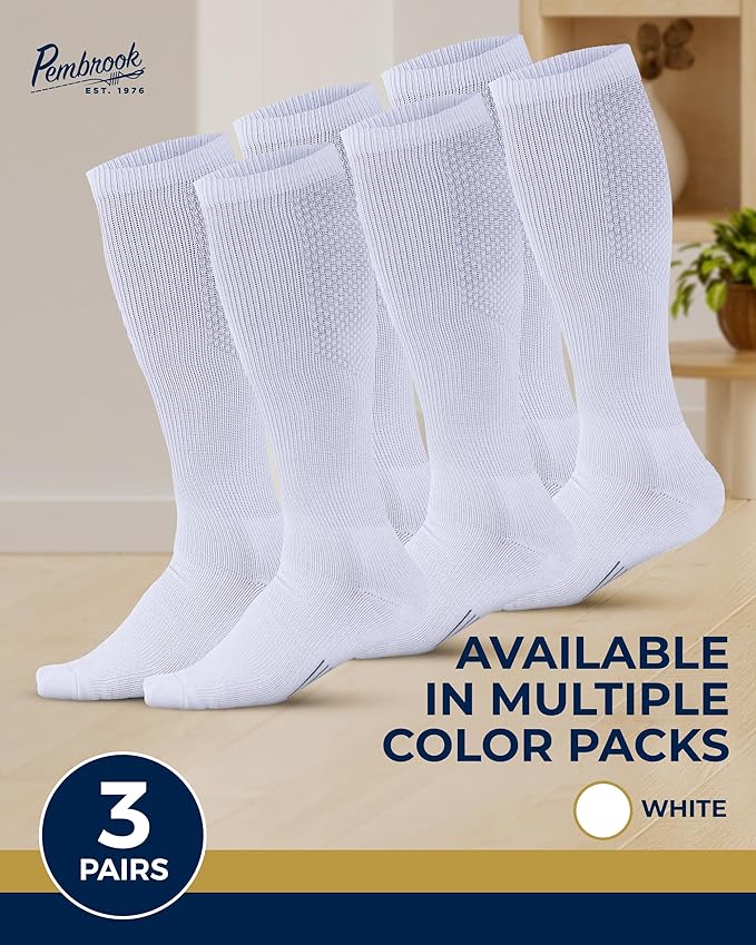 Pembrook Light Compression Socks for Men - 3 Pairs | 8-15 mmhg Compression Dress Socks for Men | Support Socks for Men