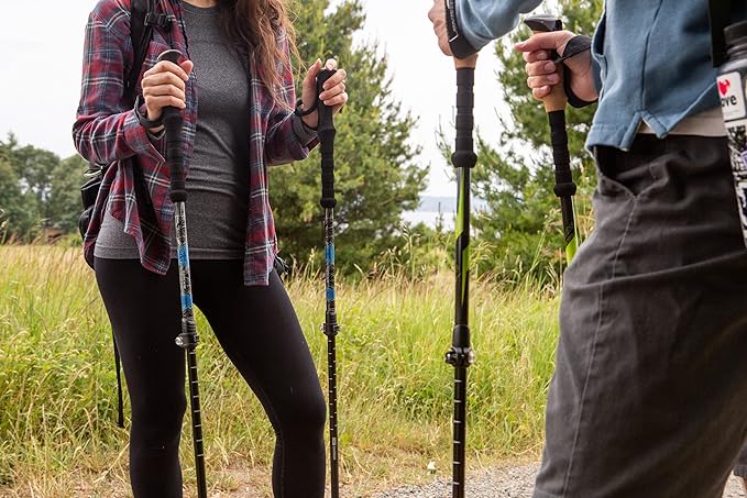 Cascade Mountain Tech Lightweight Aircraft-Grade Aluminum Trekking Poles with Extended Down Grip Plus Tip Kit