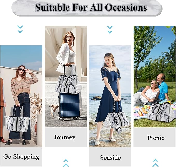 QOGiR Neoprene Multipurpose Beach Bag Tote with Inner Zipper Pocket … … … …