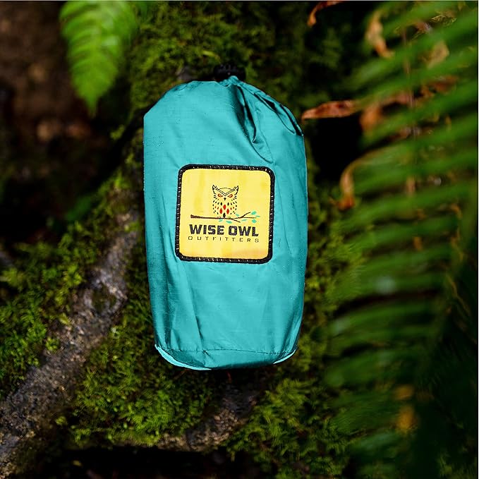 Wise Owl Outfitters Hammock Rain Fly – Waterproof Camping Tarp Cover with Tent Stakes & Carry Bag, Ultralight Shelter for Backpacking & Outdoor Shade