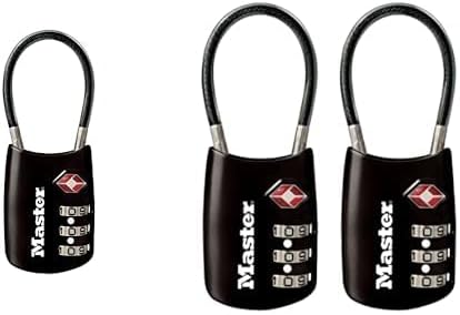 Bundle of Master Lock TSA Approved, Set Your Own Combination Luggage Lock, Cable Shackle is 1-3/16 in. Wide, ‎4688D (Color May Vary) + Master Lock Padlock, 4688T, (Color May Vary) 2 Count (Pack of 1)
