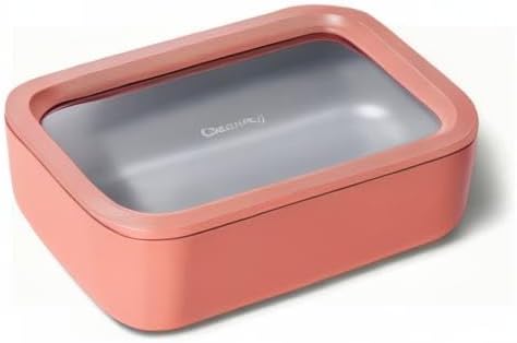 Caraway Glass Food Storage - 6.6 Cup Ceramic Coated Container - Non-Toxic, Non-Stick Lunch Box With Lids - Dishwasher, Oven, & Microwave Safe - Perracotta