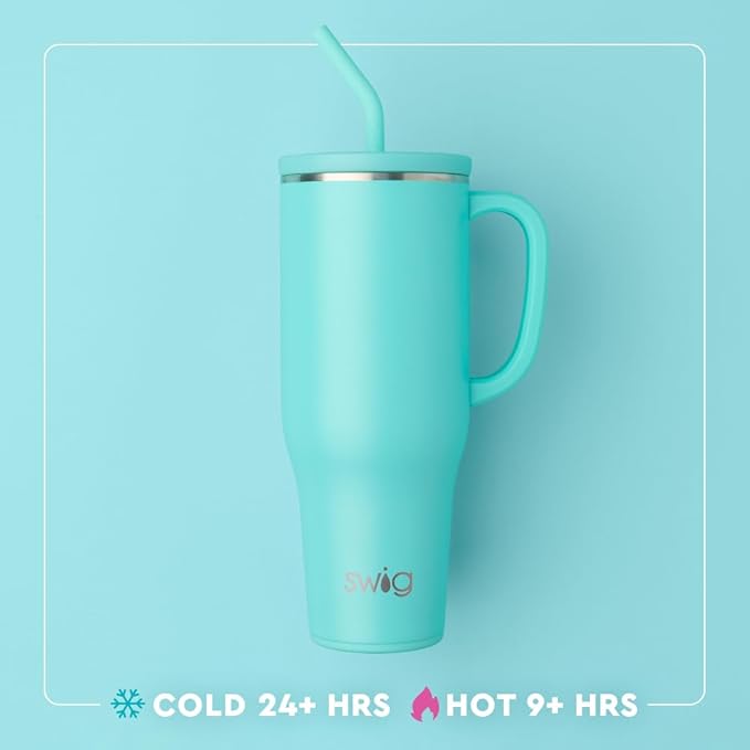 Swig Life 40oz Mega Mug, 40oz Tumbler with Handle and Straw, Extra Large Insulated Tumblers, Cup Holder Friendly Travel Mug (New Hampshire)