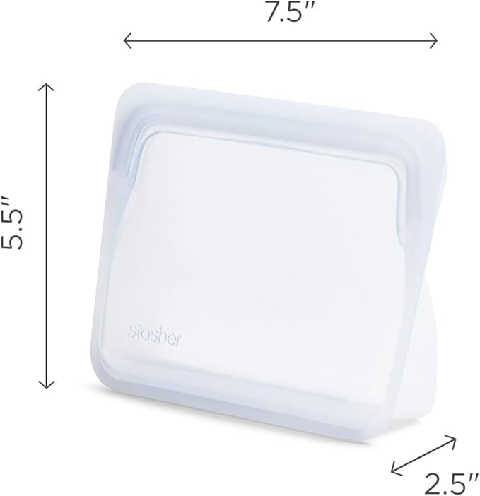 Stasher Premium Silicone Reusable Food Storage Stand-Up Mini Bag, Aqua, Microwave, Sous Vide, Dishwasher, Oven and Freezer Safe, BPA Free, Leak-free, Eco-friendly, 28 Oz (Pack of 2)