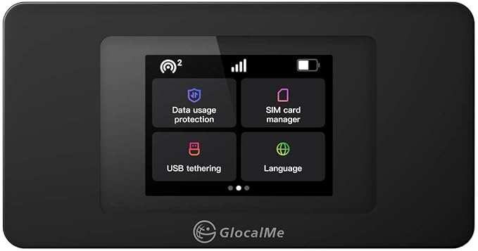GlocalMe DuoTurbo 4G LTE Portable WiFi Hotspot for Travel in 200+ Countries, Mobile Hotspot Device with Global 1.1GB Data 30Days, SIMFREE and Dual Modem, 10 Devices Connected(Black)