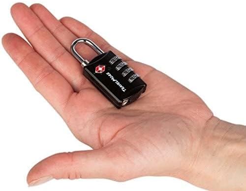 3 Pack TSA Luggage Locks with 4 Digit Combination – Heavy Duty Set Your Own Padlocks for Travel, Baggage, Suitcases & Backpacks - Black