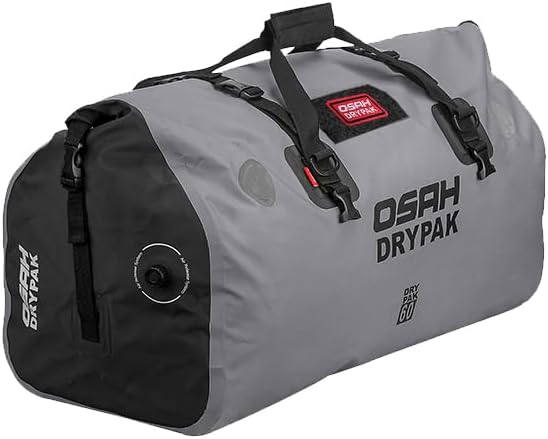 Waterproof Duffel& Luggage Bag - Motorcycle Dry Bag Tail Saddle Bags with Roll Top Closure,Large Storage Space,for Camping, Kayaking, Fishing & Traveling(Grey, 60L)