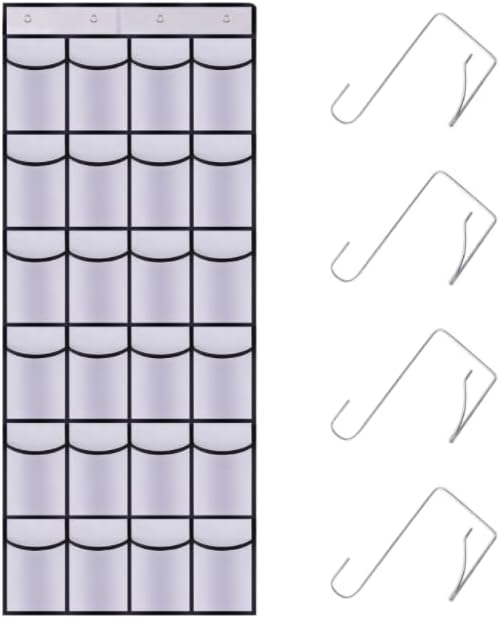Over the Door Shoe Organizer, 24 Large Breathable Mesh Pockets, Hanging Storage Holder, Hanging Shoe Organizer(White)