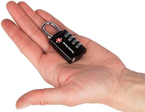 5 Pack TSA Luggage Locks with 4 Digit Combination – Heavy Duty Set Your Own Padlocks for Travel, Baggage, Suitcases & Backpacks - Black