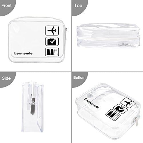 Lermende 2pcs Clear Toiletry Bag TSA Approved Travel Bag,Carry On for Travel,Airport Airline Accessories Compliant Bag,Quart Sized Makeup Cosmetic bag Women Men (Clear, 2 Pack)