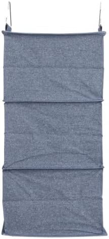 Household Essentials Hanging Cotton Blend Closet Organizer with 3 Storage Shelves, Denim