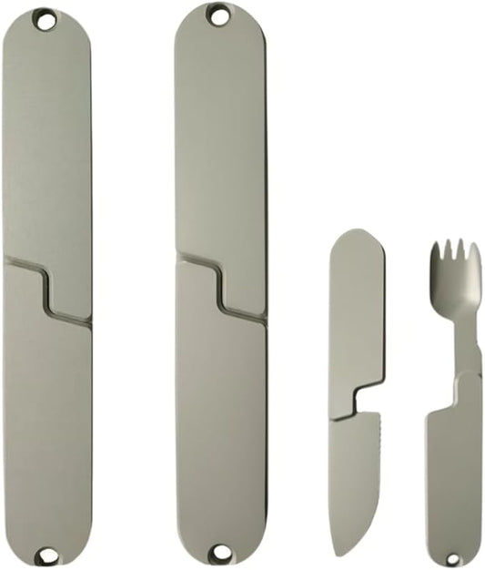 2-in-1 Camping Utensil Set – Knife Fork Combo for Picnic, Portable Outdoor Travel Flatware