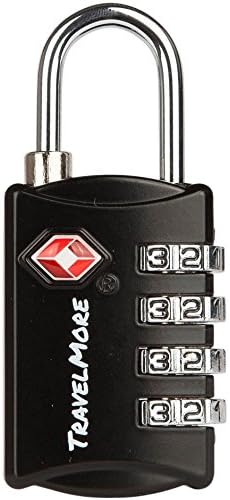 TSA Luggage Locks with 4 Digit Combination – Heavy Duty Set Your Own Padlocks for Travel, Baggage, Suitcases & Backpacks - 1 Pack Black