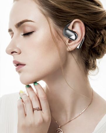 Open Ear Bluetooth 5.4 Headphones, Wireless Earbuds Sport Over Earphones with Ear Hooks 50H Playtime Ear Buds LED Display Charging Case, Waterproof Design for Running Fitness Walking