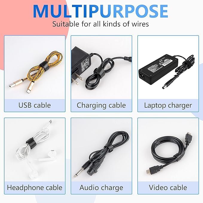 120 x Reusable Cable Ties Black, Adjustable Releasable Hook and Loop Cable Straps for PC Cable Management, Organizing Cords, TV, Desk