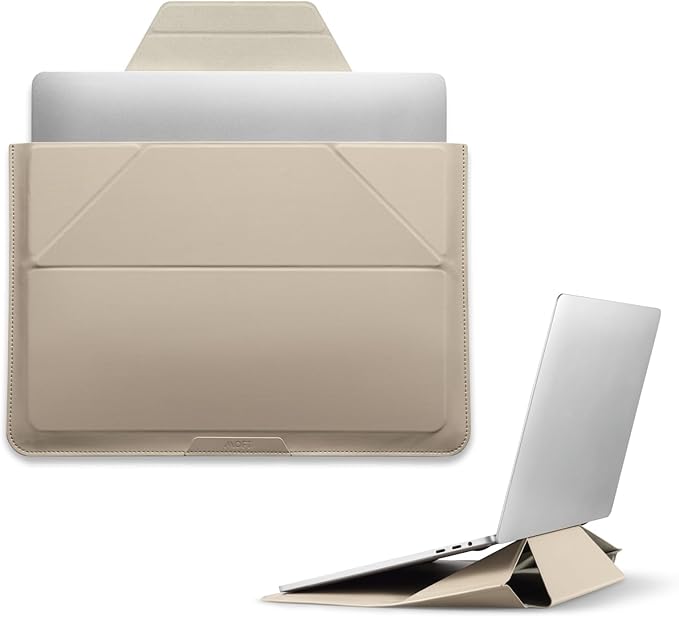 MOFT Laptop Carry Sleeve, 2-in-1 Laptop Bag & Stand for 13" MacBook Air/Pro & Dell/HP/Lenovo/Asus, Stylish Slim Computer Sleeve Bag with Expandable Storage for Computer Accessories, Beach White