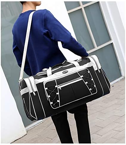 Travel Duffle Bags for Men 26" Black Weekender Over Night Carry On Bag, Lightweight Extra Large Oxford Duffel Gym Sturdy Luggage Water-proof foldable Holdall