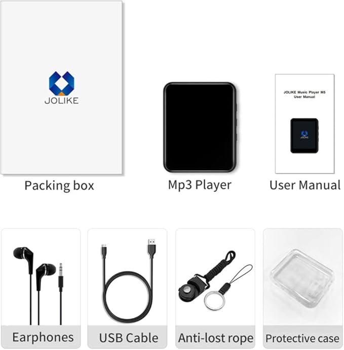 64GB MP3 Player Bluetooth 5.3 Touch Screen Music Player Portable mp3 Player with Speakers high Fidelity Lossless Sound Quality mp3 FM Radio Recording e-Book MP3 Player Support (128GB)