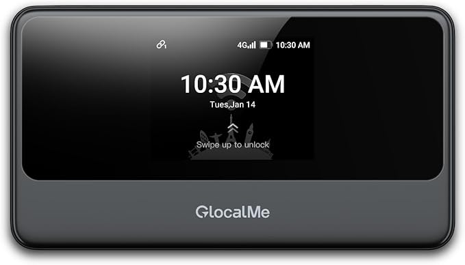 GlocalMe MeowGo G40Pro 4G Portable WiFi Hotspot for Travel in 200+ Countries, Upgraded 4G+ Mobile Hotspot Device with AI HyperConn, Speed Up to 390Mbps, No SIM Card Needed, 10 Connected Devices