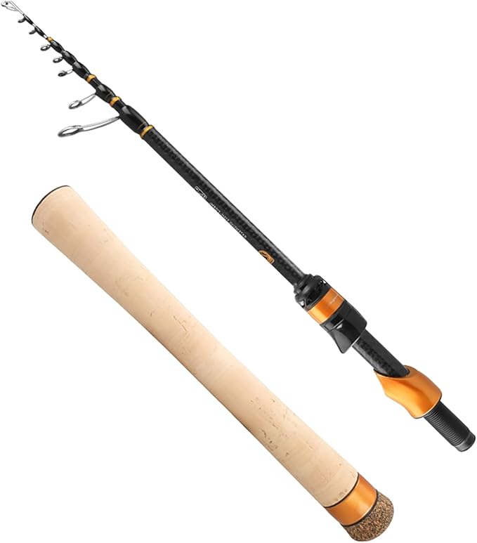 PURELURE Travel Telescopic Fishing Rods, Short Collapsible Fishing Pole Spinning Casting, 24+30 Ton Carbon Fiber, GUJI New O-Ring, Detachable Cork Handle, Multi-Action Guide Ring System