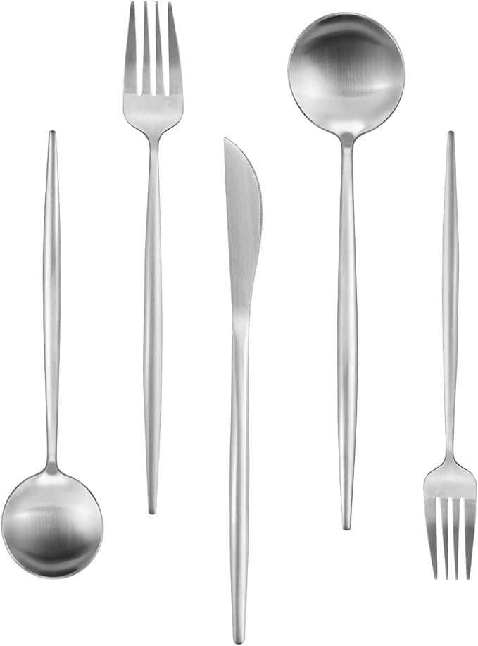 40-Piece Stainless Steel Flatware Set - 8-Piece Service, Satin Finished & Dishwasher Safe
