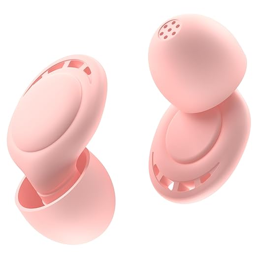 Ear Plugs for Sleeping Noise Reduction, Beinkap Reusable Earplugs Hearing Protection for Focus, Study, Work – 6 Pair Eartips in S/M/L – Flexible Silicone Soft – 35dB Noise Cancelling - Pink